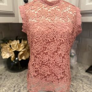 Nannette Floral Lace Top in Dusty Rose